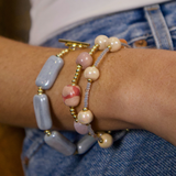 Mara Moon X Kazuri -Ndogo Bracelet (Sky & Pearl )