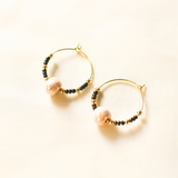 Mara Moon X Kazuri- Ndogo Earrings in Black and Pearl