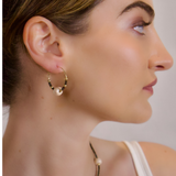 Mara Moon X Kazuri- Ndogo Earrings in Black and Pearl