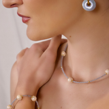 Mara Moon X Kazuri- Ndogo Necklace (Sky & Pearl)